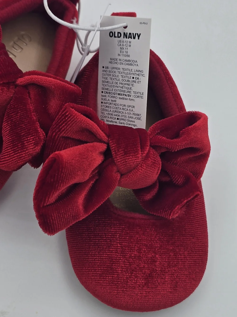Old Navy Baby Girls Red Velvet Bow Mary Jane Shoes